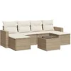 Image de Salon de jardin 7 pièces avec coussins beige résine tressée