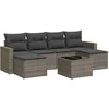 Image de Salon de jardin 7 pièces avec coussins gris résine tressée