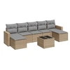 Image de Salon de jardin 8 pièces avec coussins beige résine tressée