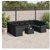 Image de Salon de Jardin avec Coussins 10 pcs, Canapés de Terrasse, Ensemble de Meubles de Patio, Mobilier d'Extérieur, Noir 3251742