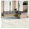 Image de Salon de Jardin avec Coussins 10 pcs, Canapés de Terrasse, Ensemble de Meubles de Patio, Mobilier d'Extérieur, Beige 3251846