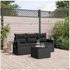 Image de Salon de Jardin avec Coussins 4 pcs, Canapés de Terrasse, Ensemble de Meubles de Patio, Mobilier d'Extérieur, Noir 3252202
