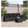 Image de Salon de Jardin avec Coussins 6 pcs, Canapés de Terrasse, Ensemble de Meubles de Patio, Mobilier d'Extérieur, Noir 3252432