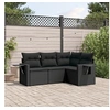 Image de 4-delige Loungeset met kussens poly rattan zwart3252442