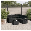 Image de Salon de Jardin avec Coussins 6 pcs, Canapés de Terrasse, Ensemble de Meubles de Patio, Mobilier d'Extérieur, Noir 3252492