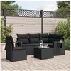 Image de Salon de Jardin avec Coussins 6 pcs, Canapés de Terrasse, Ensemble de Meubles de Patio, Mobilier d'Extérieur, Noir 3252512
