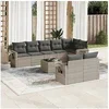 Image de 9-delige Loungeset met kussens poly rattan lichtgrijs3252769