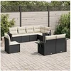 Image de Salon de Jardin avec Coussins 8 pcs, Canapés de Terrasse, Ensemble de Meubles de Patio, Mobilier d'Extérieur, Noir 3252773