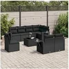 Image de 9-delige Loungeset met kussens poly rattan zwart3252782