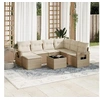Image de Salon de jardin modulable - Lot de 8 pièces - Résine tressée - Beige - 7 personnes