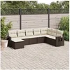 Image de Salon de jardin modulable rotin marron 8 pieces x 62 x 69 8 personnes