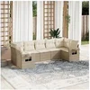 Image de Salon de jardin modulable resine tressee beige 7 pieces x 62 x 69 7 personnes