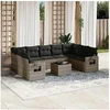 Image de Salon de jardin modulable resine tressee gris 10 pieces 62 x 55 x 69 cm 9 personnes
