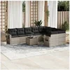 Image de Salon de Jardin avec Coussins 10 pcs, Canapés de Terrasse, Ensemble de Meubles de Patio, Mobilier d'Extérieur, Gris 3252989