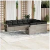 Image de Salon de Jardin avec Coussins 10 pcs, Canapés de Terrasse, Ensemble de Meubles de Patio, Mobilier d'Extérieur, Gris 3253029