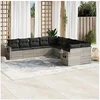 Image de Salon de Jardin avec Coussins 10 pcs, Canapés de Terrasse, Ensemble de Meubles de Patio, Mobilier d'Extérieur, Gris 3253049
