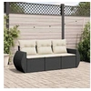 Image de Salon de jardin modulable resine tressee noir 3 pieces 62 x 195 x 69 cm 3 personnes