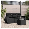 Image de Salon de jardin modulable resine tressee noir 4 pieces x 195 x 69 3 personnes