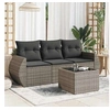 Image de Salon de jardin modulable resine tressee gris 4 pieces x 195 x 69 3 personnes