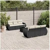 Image de Salon de jardin modulable rotin noir 7 pieces x 195 x 69 6 personnes