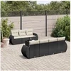 Image de Salon de Jardin avec Coussins 8 pcs, Canapés de Terrasse, Ensemble de Meubles de Patio, Mobilier d'Extérieur, Noir 3253463