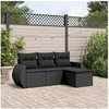 Image de Salon de jardin modulable resine tressee noir 4 pieces x 71 x 69 4 personnes