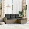 Image de Salon de jardin modulable resine tressee gris 4 pieces x 71 x 69 4 personnes