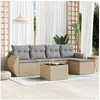 Image de Salon de jardin modulable resine tressee beige 6 pieces 62 x 71 x 69 cm