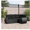 Image de 4-delige Loungeset met kussens poly rattan zwart3253642