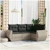 Image de Salon de Jardin avec Coussins 4 pcs, Canapés de Terrasse, Ensemble de Meubles de Patio, Mobilier d'Extérieur, Gris 3253649