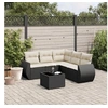 Image de Salon de Jardin avec Coussins 6 pcs, Canapés de Terrasse, Ensemble de Meubles de Patio, Mobilier d'Extérieur, Noir 3253693