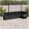 Image de Salon de Jardin avec Coussins 6 pcs, Canapés de Terrasse, Ensemble de Meubles de Patio, Mobilier d'Extérieur, Noir 3253722