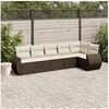 Image de Salon de jardin modulable resine tressee marron 6 pieces 62 x 71 x 69 6 personnes