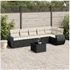 Image de Salon de Jardin avec Coussins 7 pcs, Canapés de Terrasse, Ensemble de Meubles de Patio, Mobilier d'Extérieur, Noir 3253733