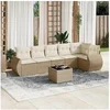 Image de Salon de jardin modulable rotin beige 7 pieces x 71 x 69 6 personnes