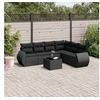 Image de Salon de Jardin avec Coussins 7 pcs, Canapés de Terrasse, Ensemble de Meubles de Patio, Mobilier d'Extérieur, Noir 3253752