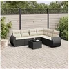Image de Salon de Jardin avec Coussins 7 pcs, Canapés de Terrasse, Ensemble de Meubles de Patio, Mobilier d'Extérieur, Noir 3253753