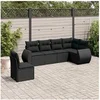 Image de Salon de Jardin avec Coussins 6 pcs, Canapés de Terrasse, Ensemble de Meubles de Patio, Mobilier d'Extérieur, Noir 3253762