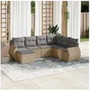 Image de Salon de Jardin avec Coussins 7 pcs, Canapés de Terrasse, Ensemble de Meubles de Patio, Mobilier d'Extérieur, Beige 3254036