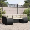 Image de Salon de Jardin avec Coussins 6 pcs, Canapés de Terrasse, Ensemble de Meubles de Patio, Mobilier d'Extérieur, Noir 3254113