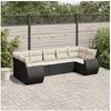 Image de Salon de Jardin avec Coussins 7 pcs, Canapés de Terrasse, Ensemble de Meubles de Patio, Mobilier d'Extérieur, Noir 3254123