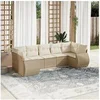 Image de Salon de jardin modulable GENERIQUE beige resine tressee 7 personnes 62 x 71 x 69 cm 7 pieces
