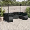 Image de Salon de Jardin avec Coussins 9 pcs, Canapés de Terrasse, Ensemble de Meubles de Patio, Mobilier d'Extérieur, Noir 3254132