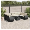 Image de Salon de Jardin avec Coussins 10 pcs, Canapés de Terrasse, Ensemble de Meubles de Patio, Mobilier d'Extérieur, Noir 3254143