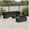 Image de Salon de Jardin avec Coussins 13 pcs, Canapés de Terrasse, Ensemble de Meubles de Patio, Mobilier d'Extérieur, Noir 3223948