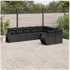 Image de Salon de Jardin avec Coussins 9 pcs, Canapés de Terrasse, Ensemble de Meubles de Patio, Mobilier d'Extérieur, Noir 3254172