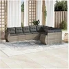 Image de Salon de Jardin avec Coussins 9 pcs, Canapés de Terrasse, Ensemble de Meubles de Patio, Mobilier d'Extérieur, Gris 3254179