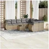 Image de Salon de jardin modulable - Lot de 10 pieces - Rotin beige - Avec rangement