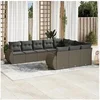 Image de Salon de Jardin avec Coussins 10 pcs, Canapés de Terrasse, Ensemble de Meubles de Patio, Mobilier d'Extérieur, Gris 3254229