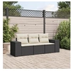 Image de Salon de Jardin avec Coussins 3 pcs, Canapés de Terrasse, Ensemble de Meubles de Patio, Mobilier d'Extérieur, Noir 3254593